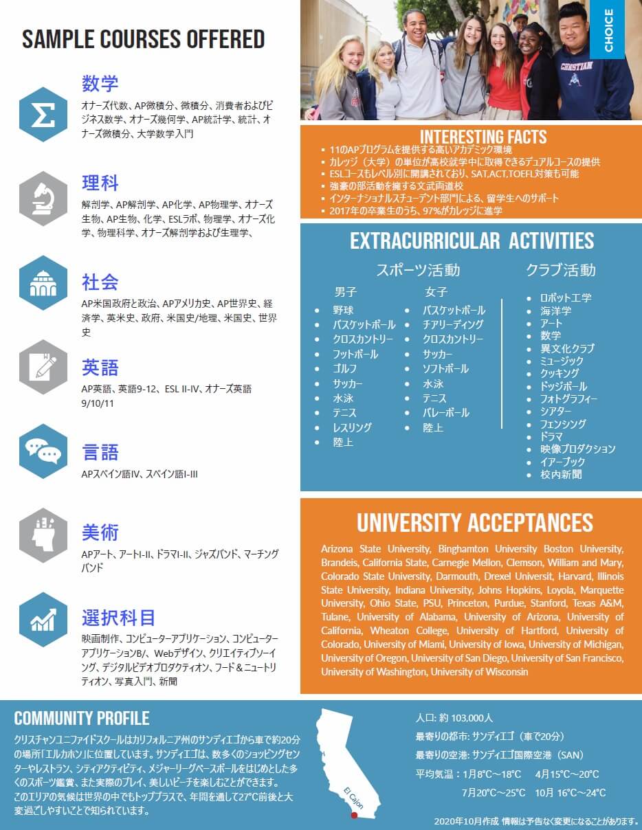 Christian Unified High School 社 国際教育交流ネットワーク機構 Christian Unified High School 社 国際教育交流ネットワーク機構